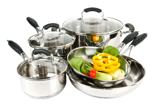 pngtree-stainless-steel-pots-and-pans-with-vegetables-background-png-image_9225694